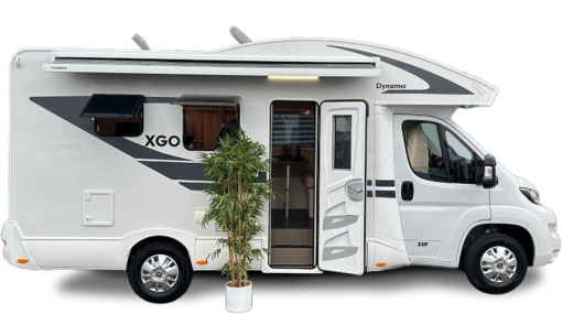 Polointegrovaný obytný vůz XGO Dynamic 22P Plus - exteriér. Půjčovna a prodej obytných vozů Ústí nad Labem a Praha.